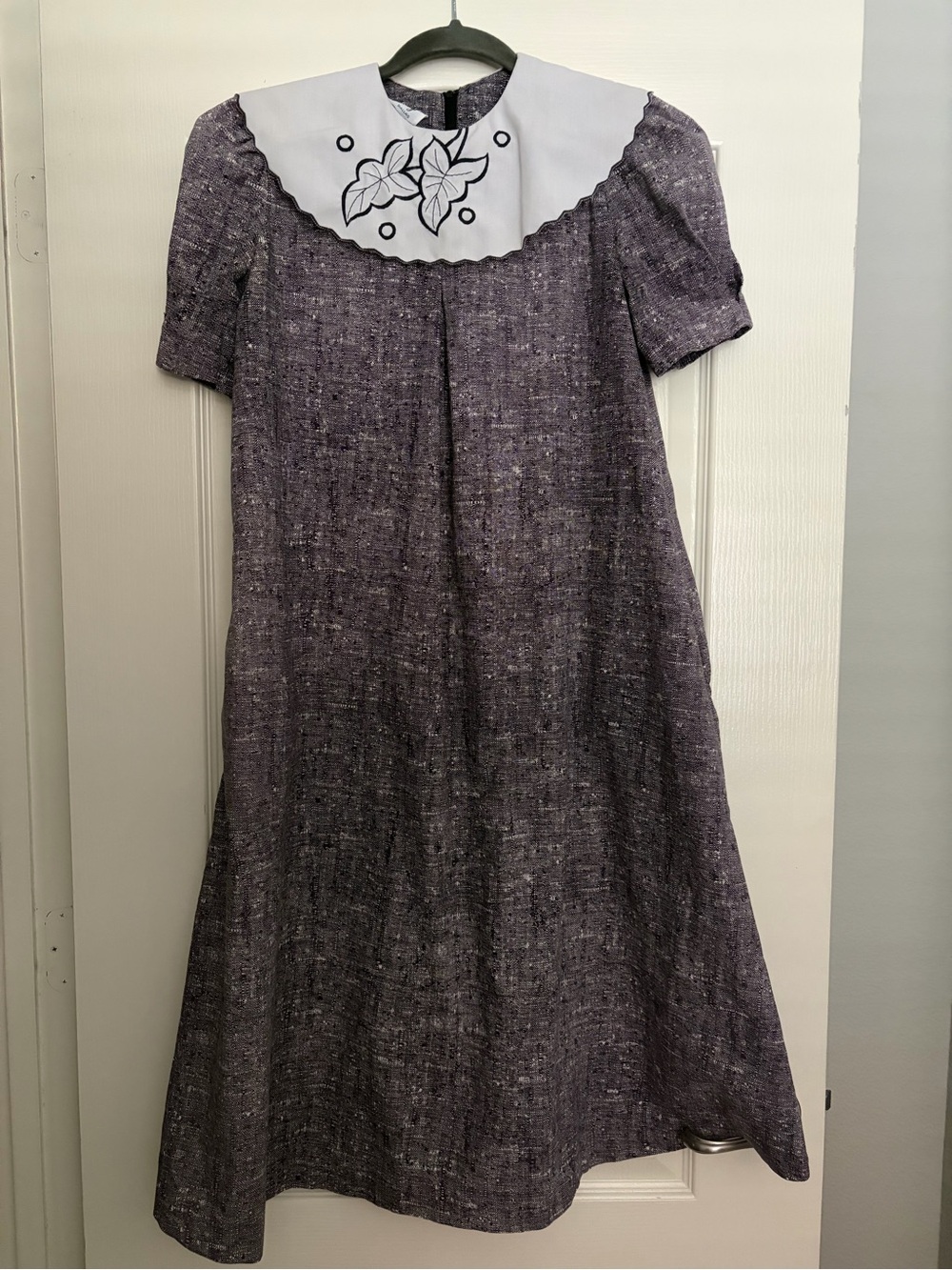 Vintage Page Boy Dallas maternity dress embroidered collar size Small